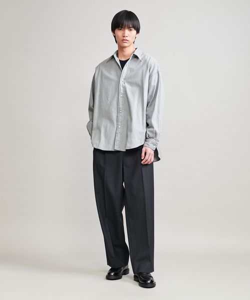 H＞アイスウォッシュ デニムシャツ