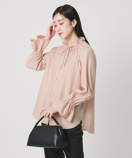 フリルカラー フレアスリーブ ブラウス