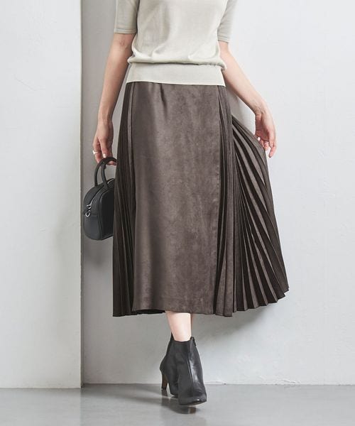 スエードライク プリーツスカート