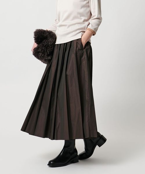 チェック タフタ プリーツスカート