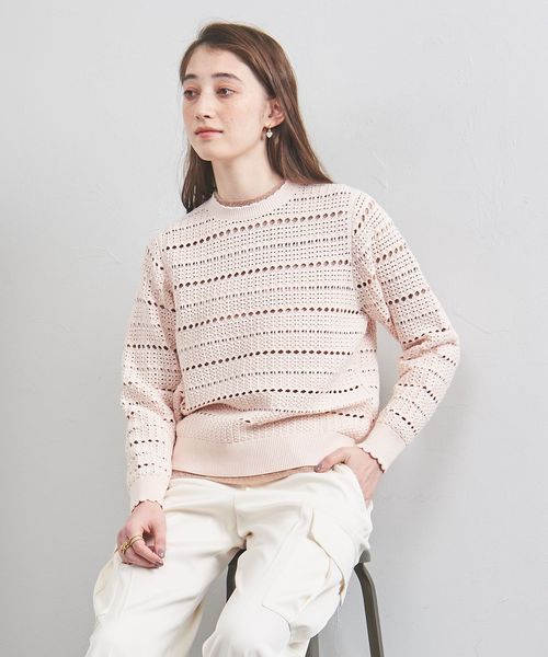 クロシェ風 スカラップ ニット プルオーバー