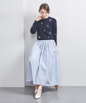 フラワー ビジュー ロングスリーブ ニット