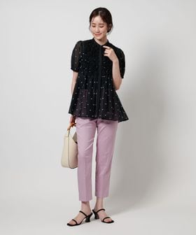 2トーン ドットジャガード ブラウス