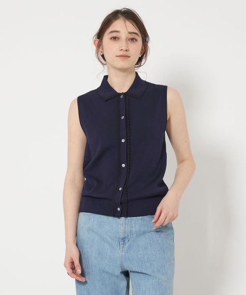 スカラップ レース ニットベスト