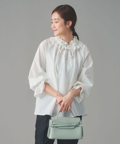 レースフリルカラー 2WAY ブラウス ‐はっ水‐