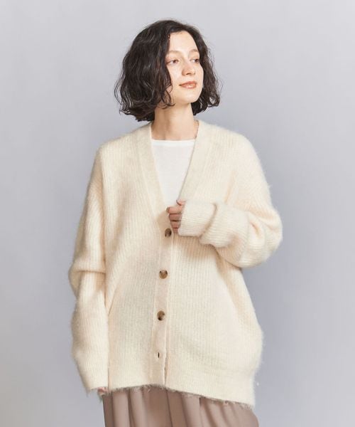Vネック シャギーニット カーディガン