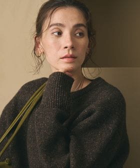 ウールブレンド シルクネップ ニットプルオーバー