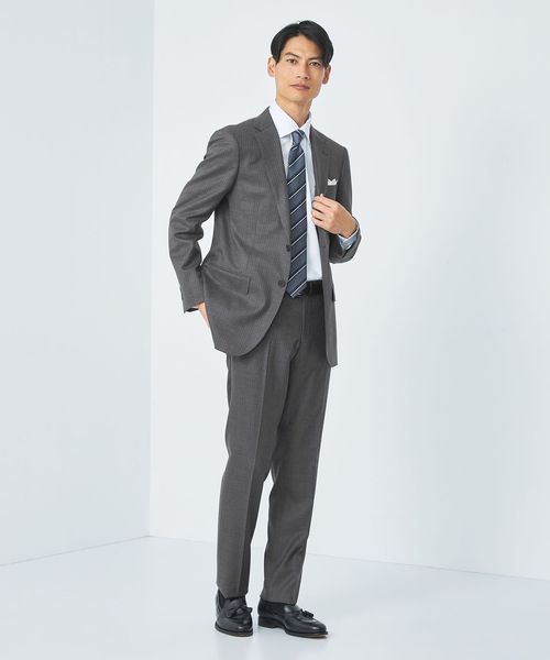 GLR CLOTH ピンストライプ スリム ノープリーツ スーツパンツ