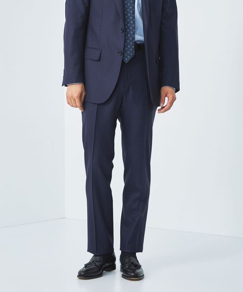 GLR CLOTH ピンストライプ スリム ノープリーツ スーツパンツ