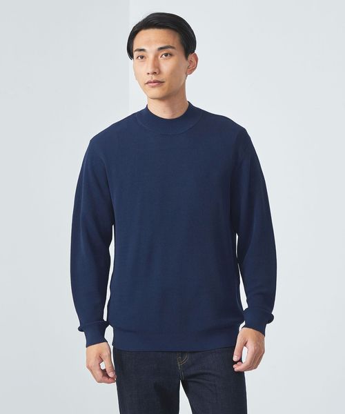 A＋ ウォッシャブル アゼ モックネック ニット