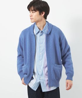 コットンポリエステル ショールジップ カーディガン