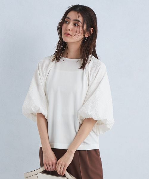 バルーン スリーブ コンビ プルオーバー カットソー