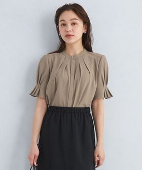 袖 タック ショート スリーブ ブラウス ―マシンウォッシャブル―