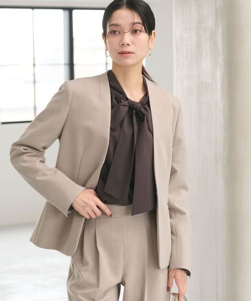 ダブルクロス ノーラペル ジャケット ウォッシャブル ストレッチ