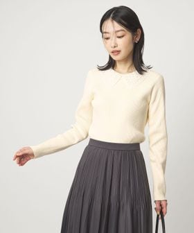 リブ エリレース 2WAY ニット プルオーバー ウォッシャブル