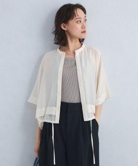 シアー バンドカラー シャツ