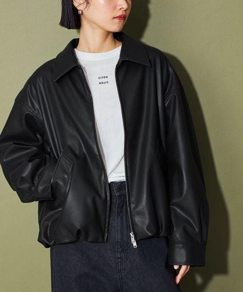 CITEN＞エッセンシャルレザーライクジャケット