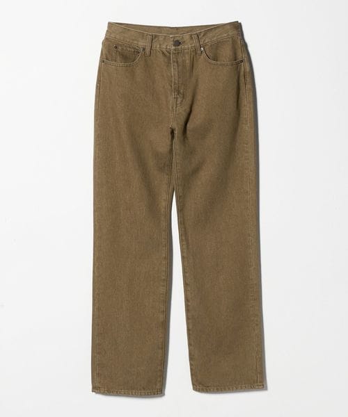 ATTISESSION＞スリム ストレート ブラウン デニム パンツ