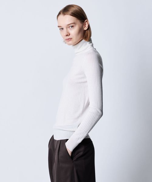 18G カシミヤシルクリブタートルニット