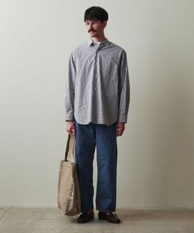 Steven Alan＞ 60 ヘイズ チェック レギュラーカラー シャツ LOOSE