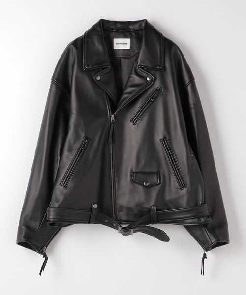 monkey time＞ シープ レザー オーバーサイズ ダブルライダースジャケット