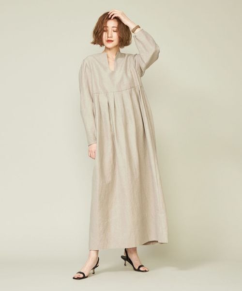 conte＞サテン ノースリーブ オールインワン