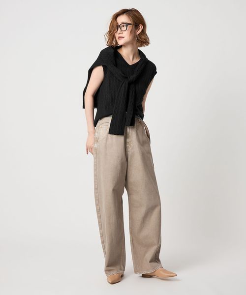 conte＞ケーブル ボートネックニット