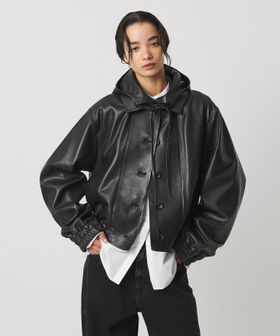 AEWEN MATOPH＞フードラムレザーブルゾン ‐2WAY‐