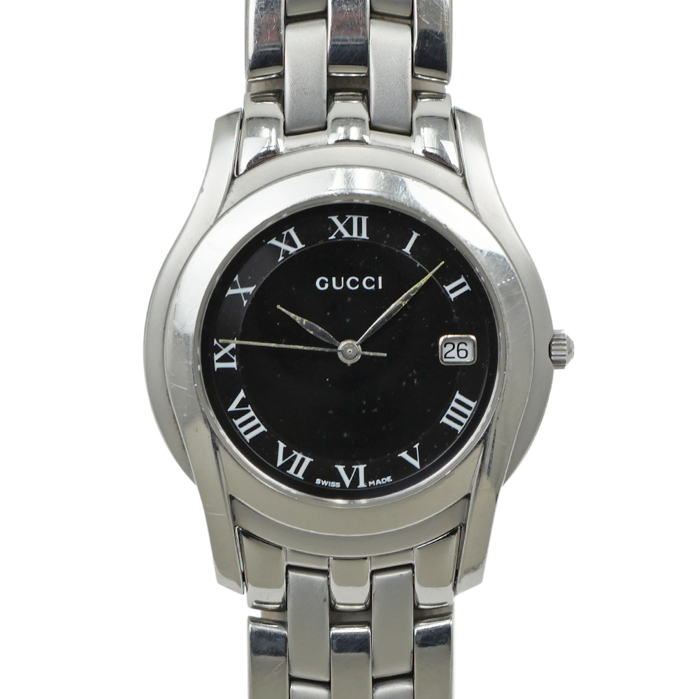 名東】【GUCCI】グッチ 5500M デイト ブラックローマ 黒文字盤 SS