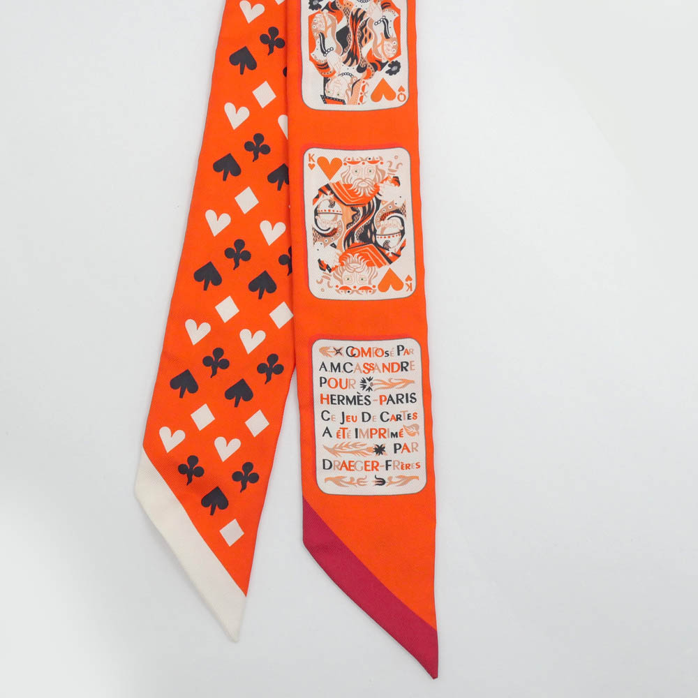 名東】【HERMES】エルメス ツイリー トランプ オレンジ マルチカラー