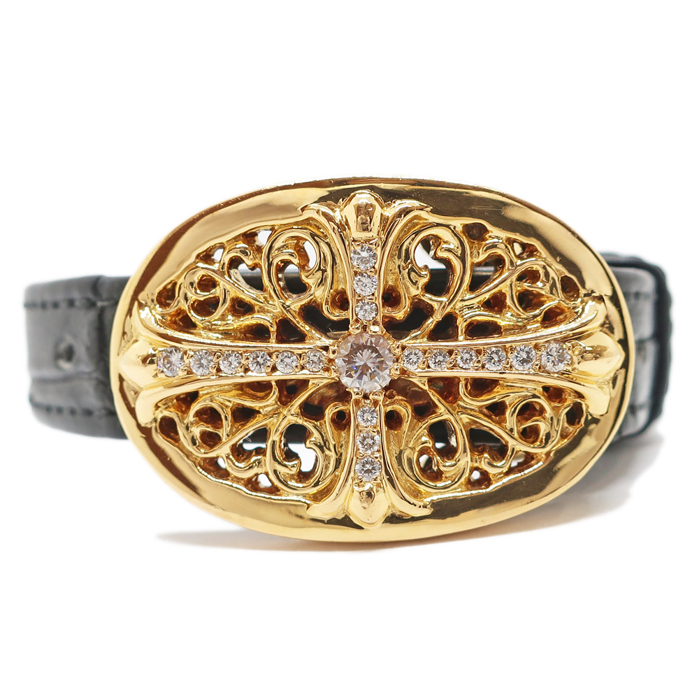 天白】【CHROME HEARTS】クロムハーツ タイニーオーバル クロス 22K