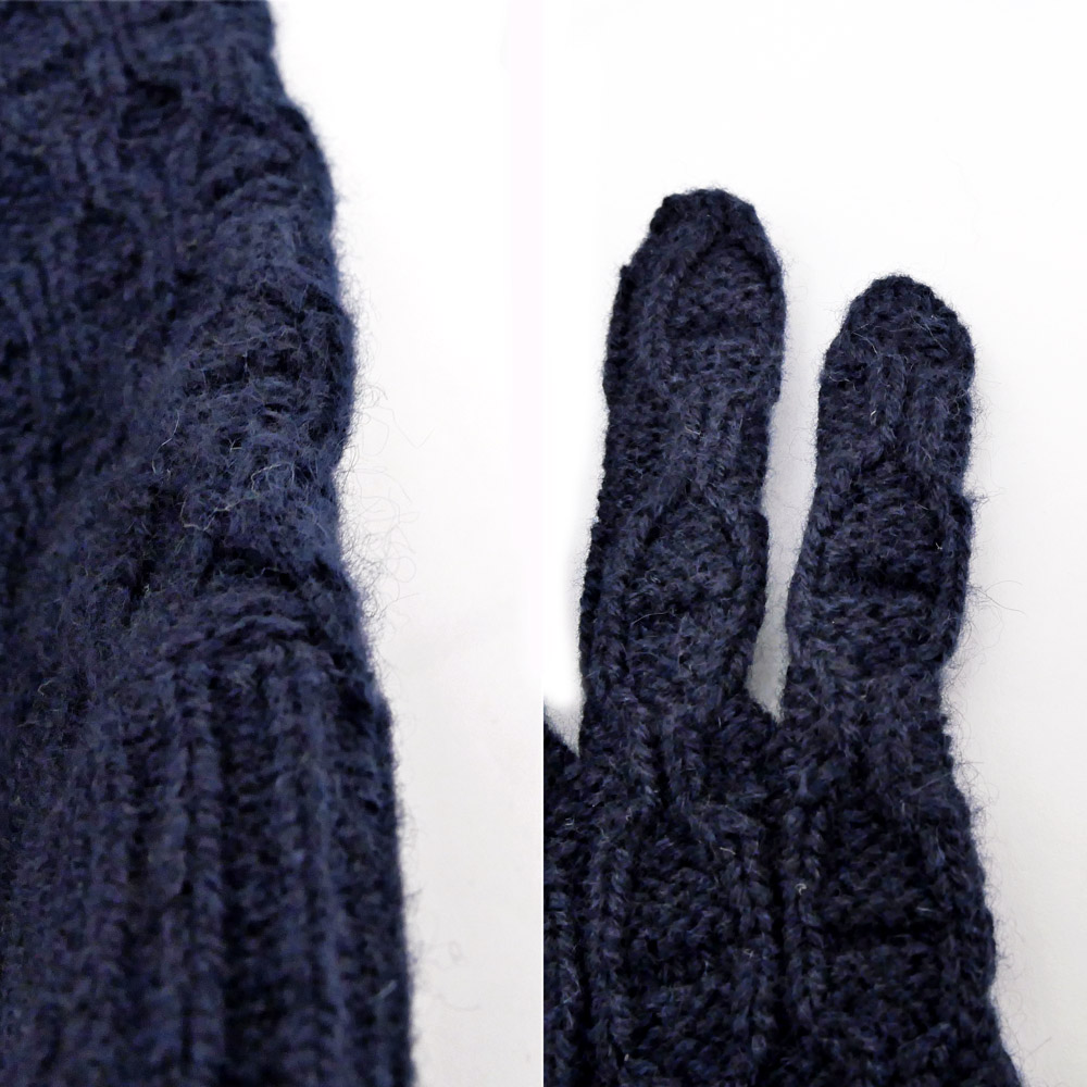 名東】【HERMES】エルメス 手袋 トリ マイヨン グローブ ネイビー M