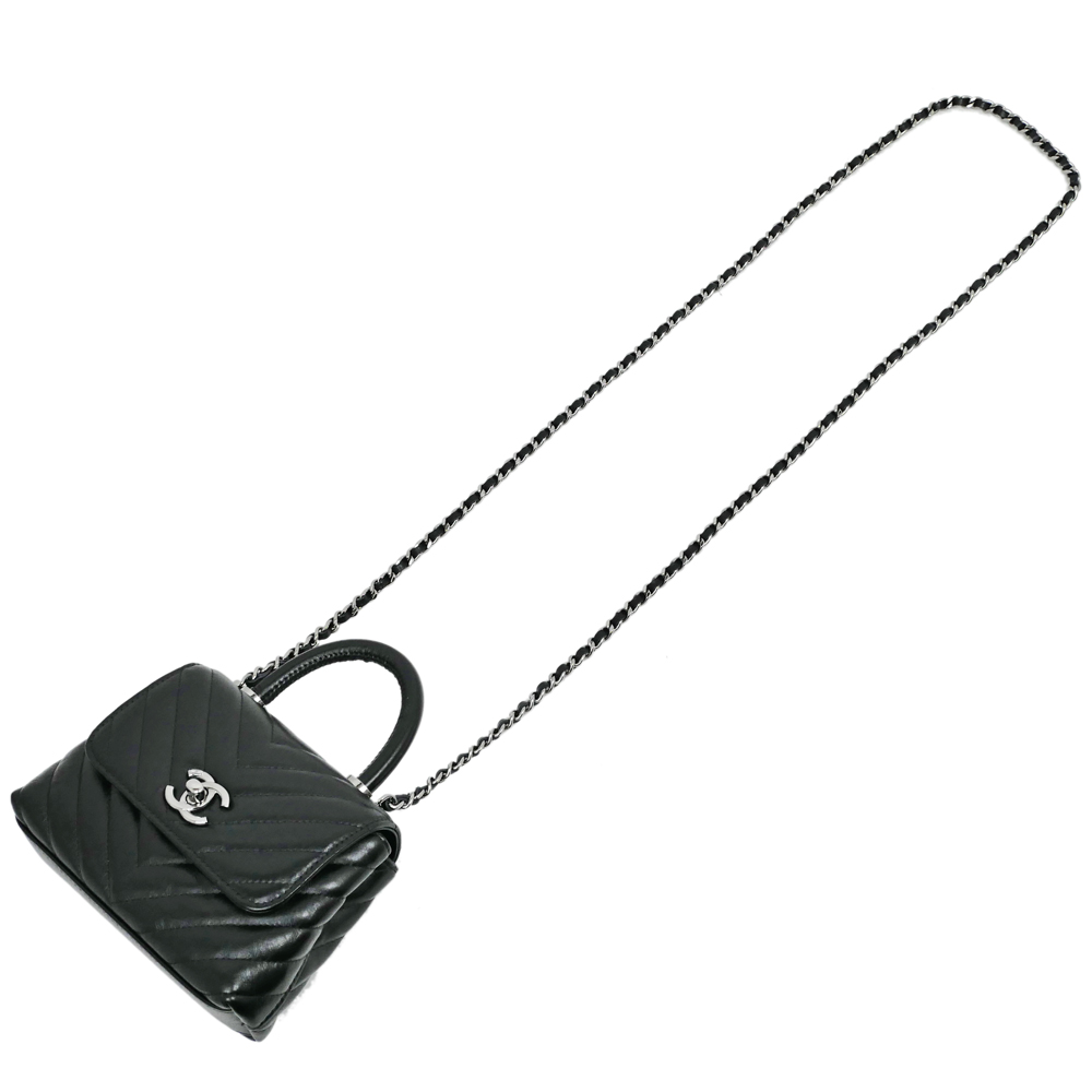 名東】【CHANEL】シャネル シェブロン ココハンドル エクストラミニ