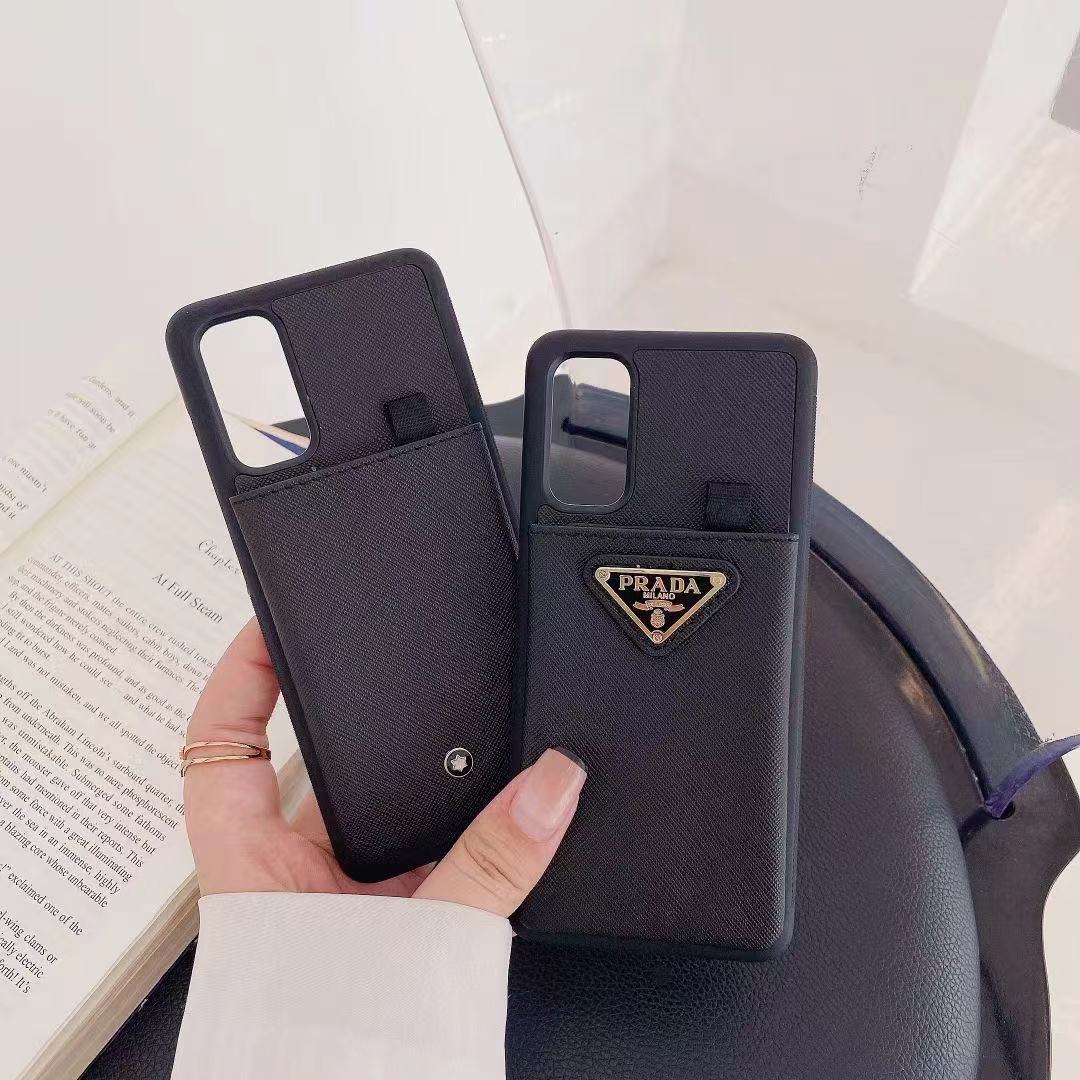 プラダ Galaxy S22Ultra/S22Plus/S21ケース カードポケット付き