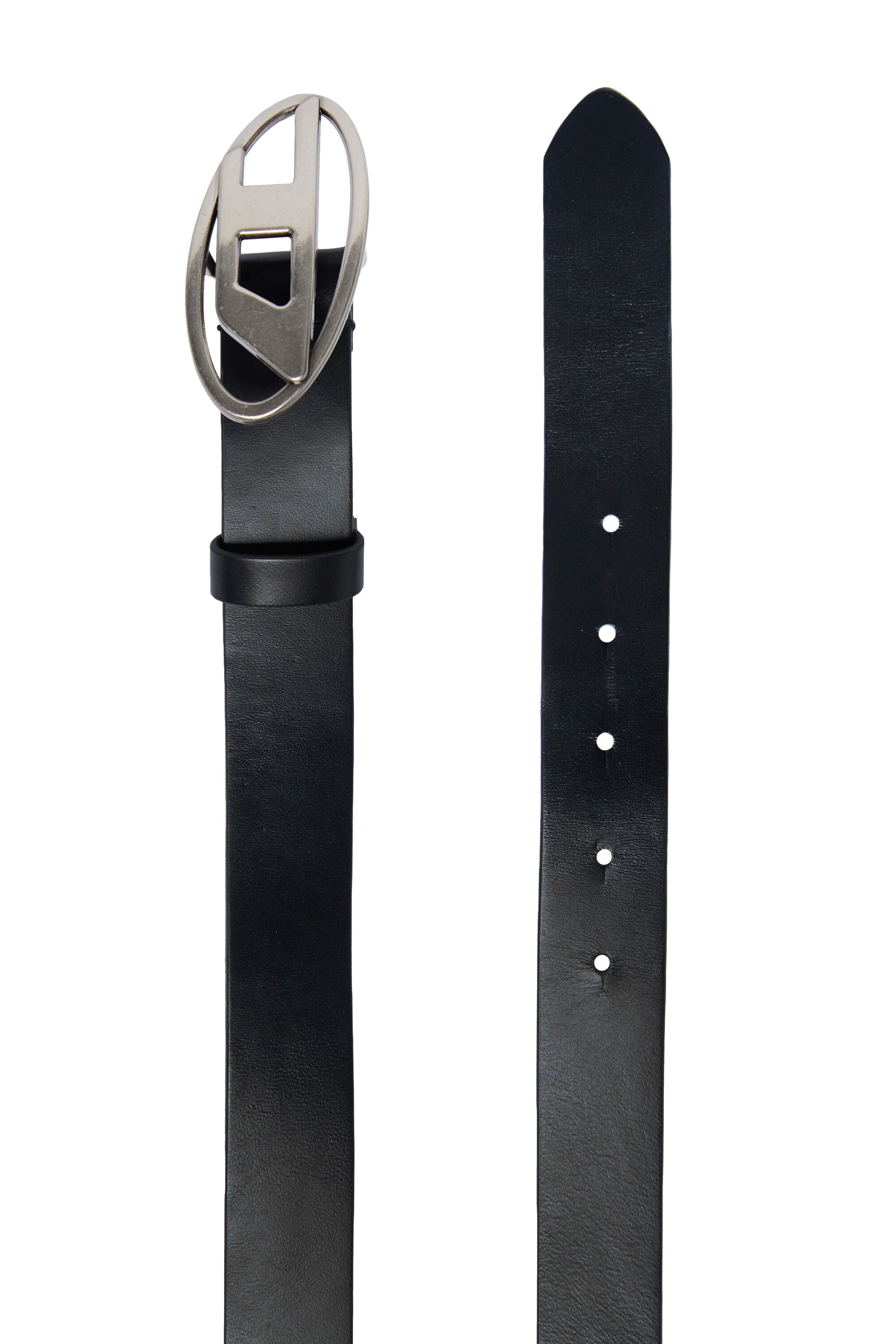 Leather belt with Oval D buckle | Black | 4-16 YEARS Girls | Diesel