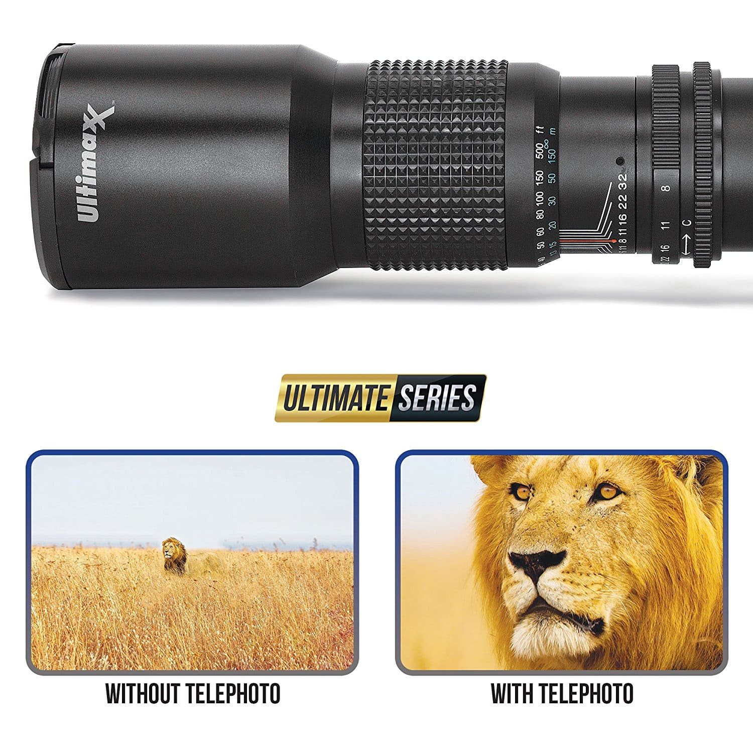 500mm f/8 Manual Multi-Coated Preset Telephoto T-Mount Lens - Ultimaxx