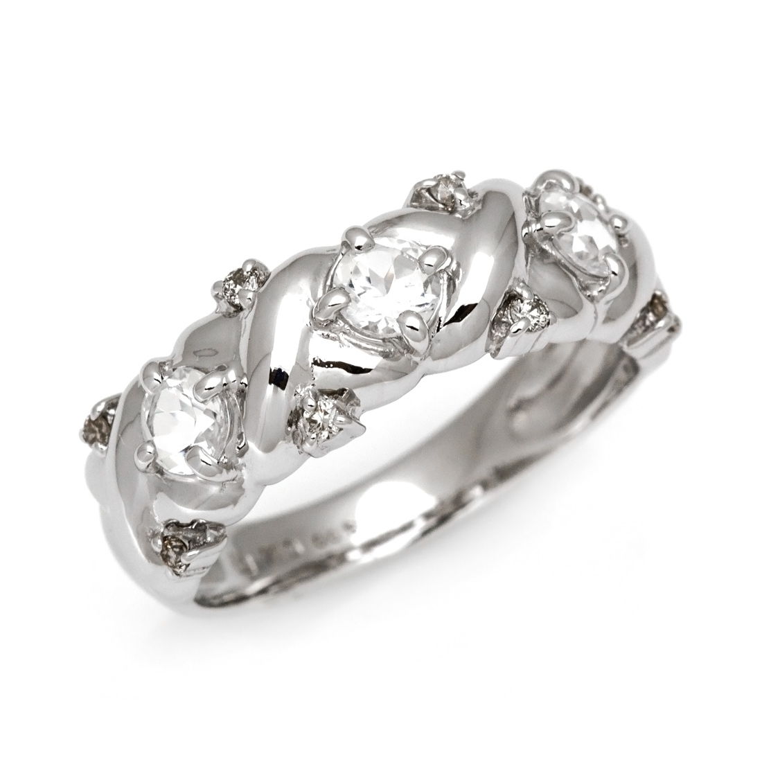 K10 ホワイトトパーズ ダイヤモンド フラワーモチーフ リング[商品番号