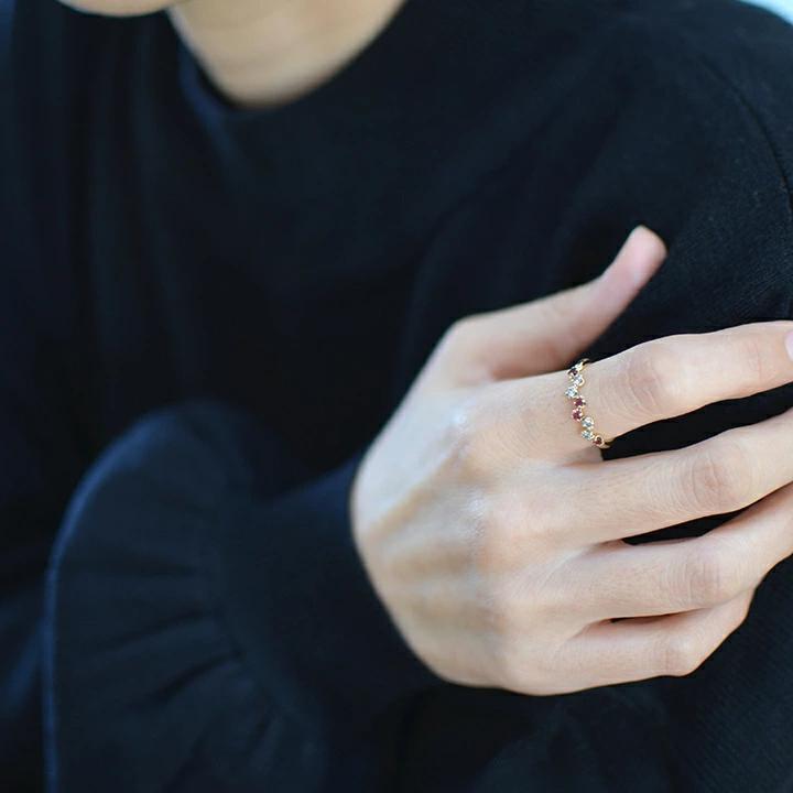 K18 レッドスピネル ダイヤモンド リング 「stellato」[商品番号