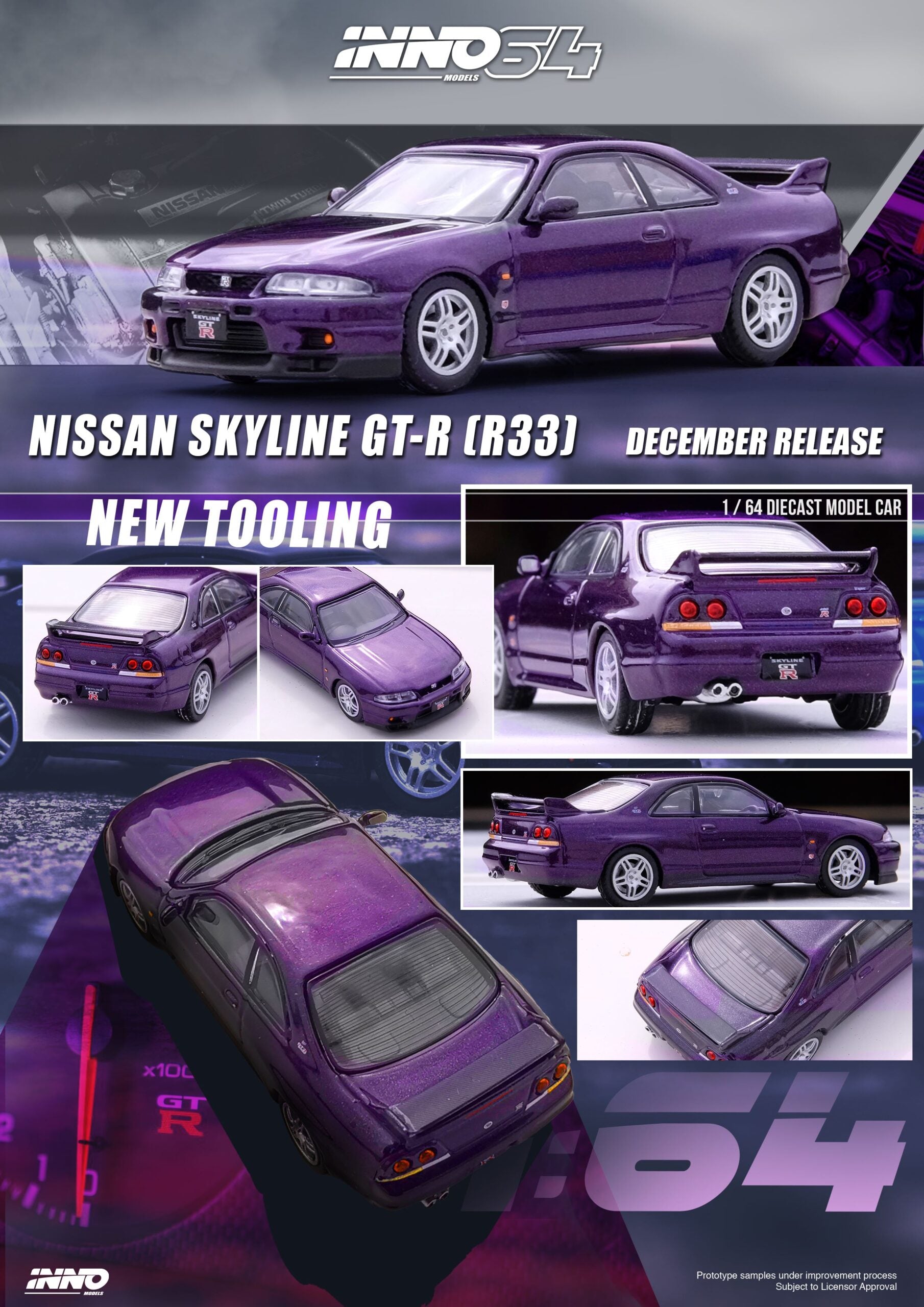 INNO64 1/64 NISSAN SKYLINE GT-R R33 MIDNIGHT PURPLE – Unhinged Diecast