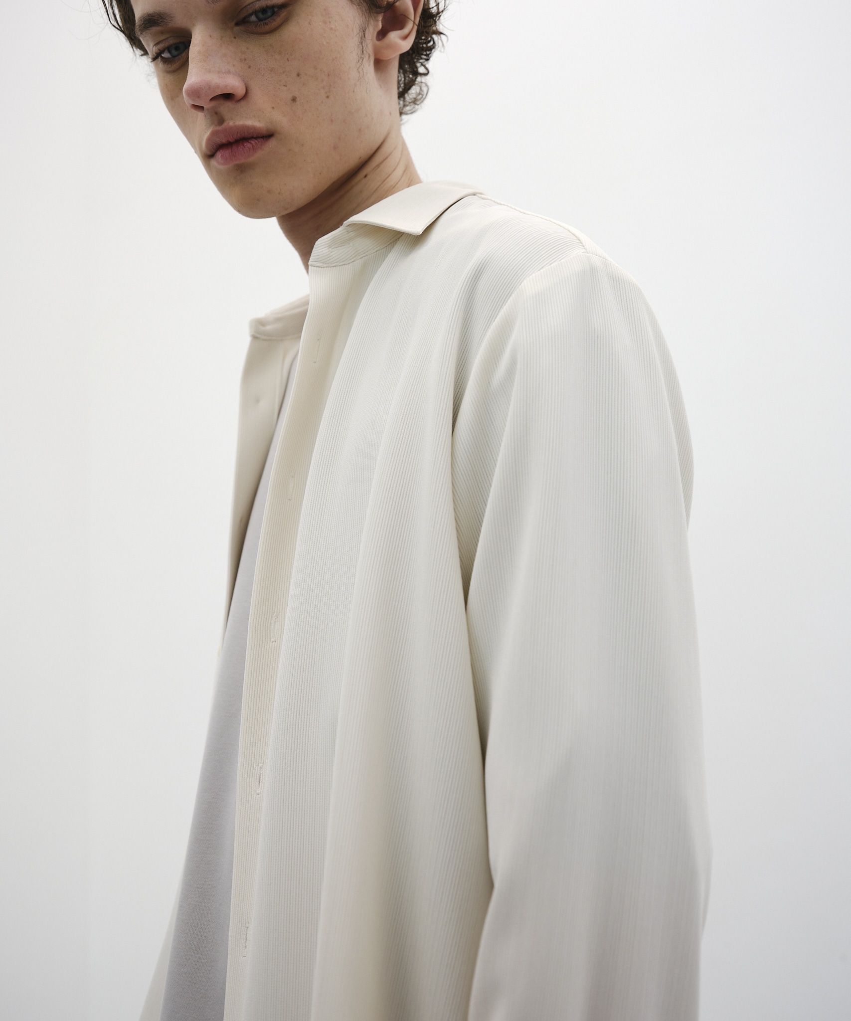 COLD DRY PLEATS ロングスリーブシャツ(1 OFF WHITE): : メンズ