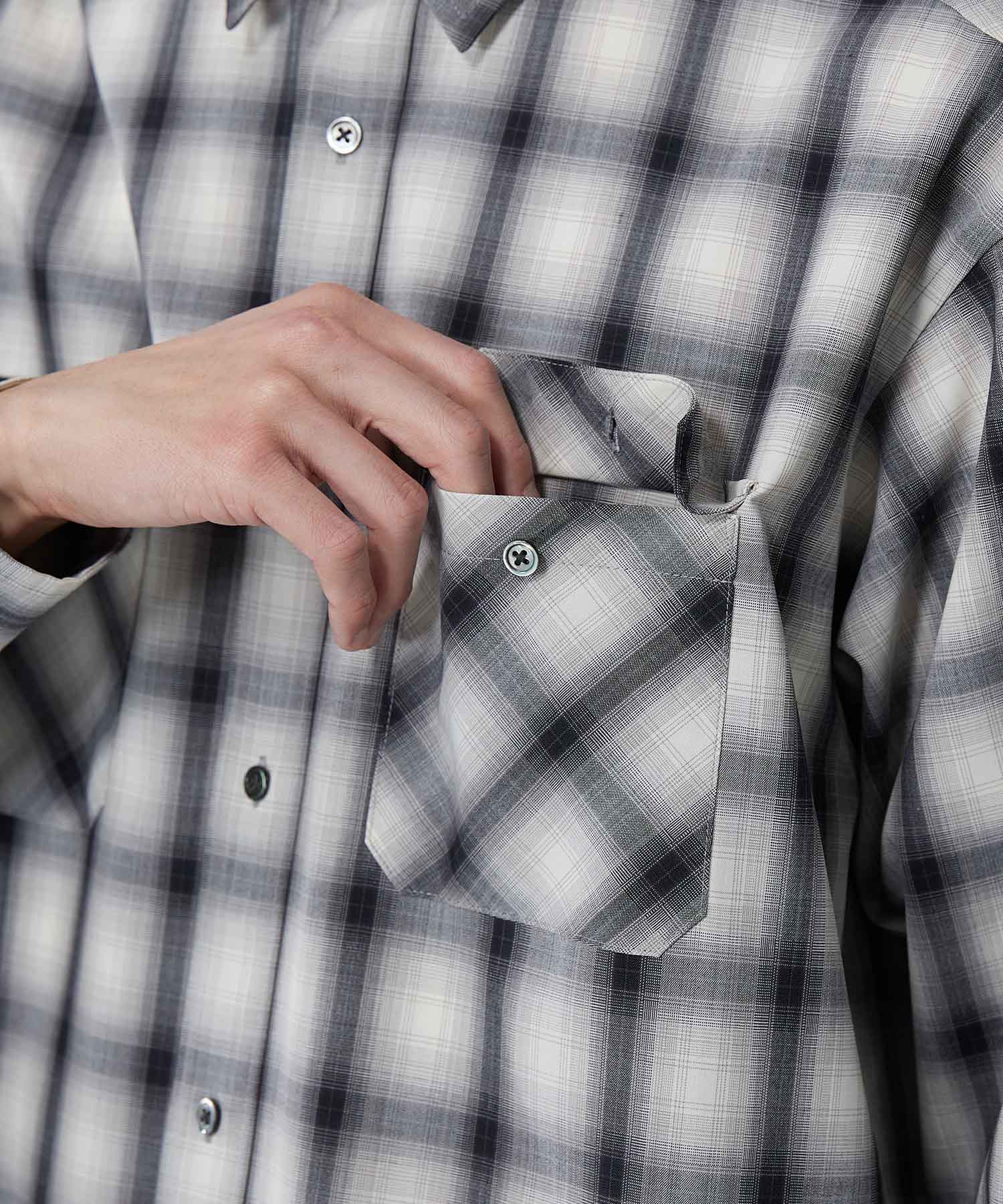 残りわずか｜再入荷なし〉ウール オンブレチェックシャツ(1 BROWN