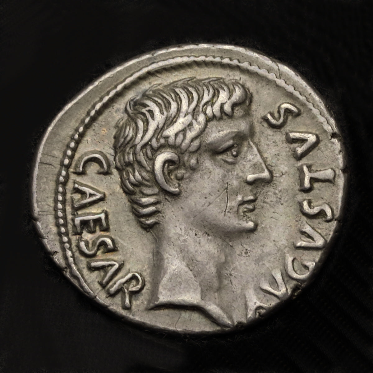 古代ローマ帝国 13BC アウグストゥス/神器 デナリウス銀貨 裸