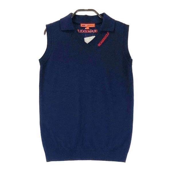 BEAMS GOLF ビームスゴルフ 襟付き ニットベスト ネイビー系 サイズ：M
