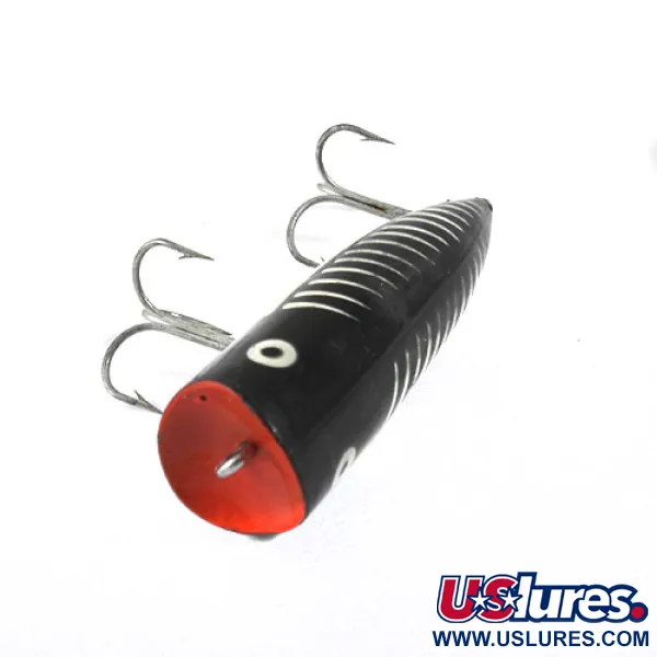 Vintage Popper Heddon Chugger Spook, 1/2oz Black / White / Red