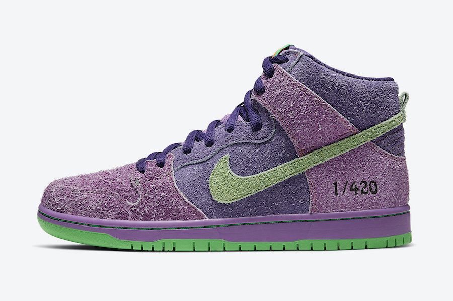 Nike SB】420足限定！Dunk High Pro QS “Purple Skunk”が4月20日に発売