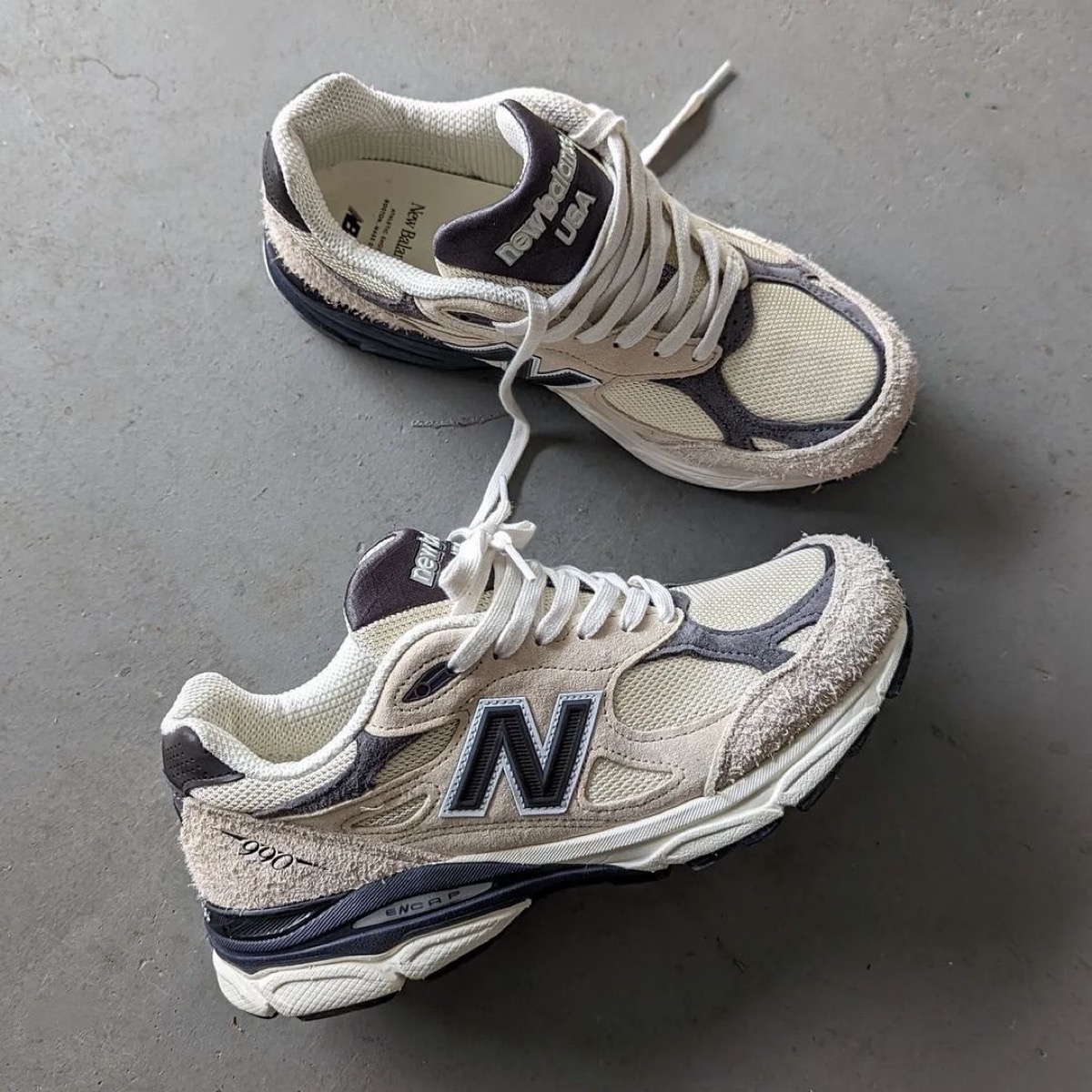New Balance 990v1 & 990v3 Made in USA “Moonbeam” by Teddy Santisが