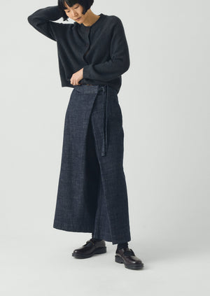 Pleated Wrap Denim Culottes | Indigo | TOAST