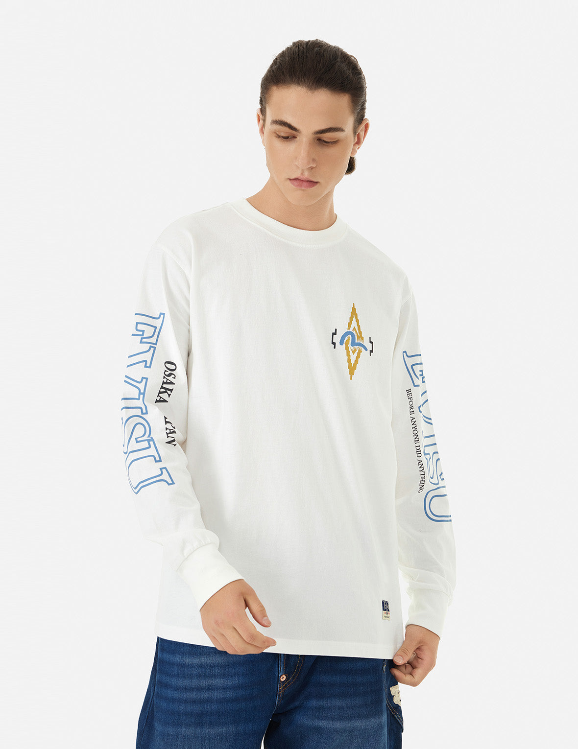 Daruma and Logo Print Fashion Fit Long-Sleeve T-Shirt – EVISU