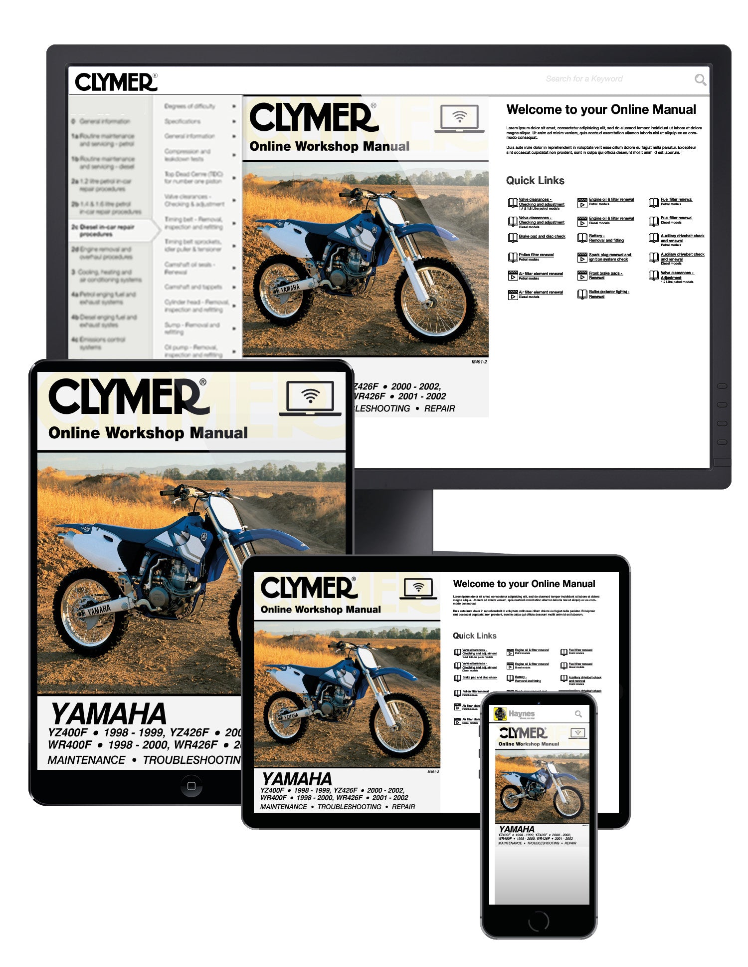 Yamaha YZ400F, YZ426F, WR400F & WR426F Motorcycle (1998-2002