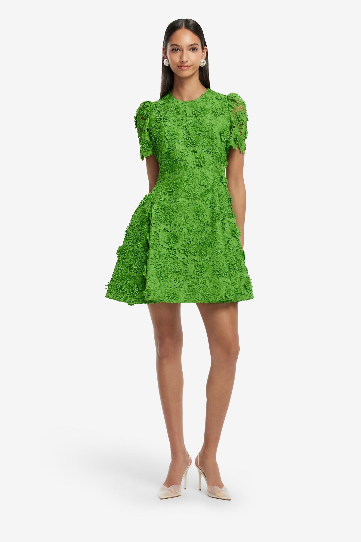 Elyse Lace Short Sleeve Mini Dress - Fern – LEO LIN